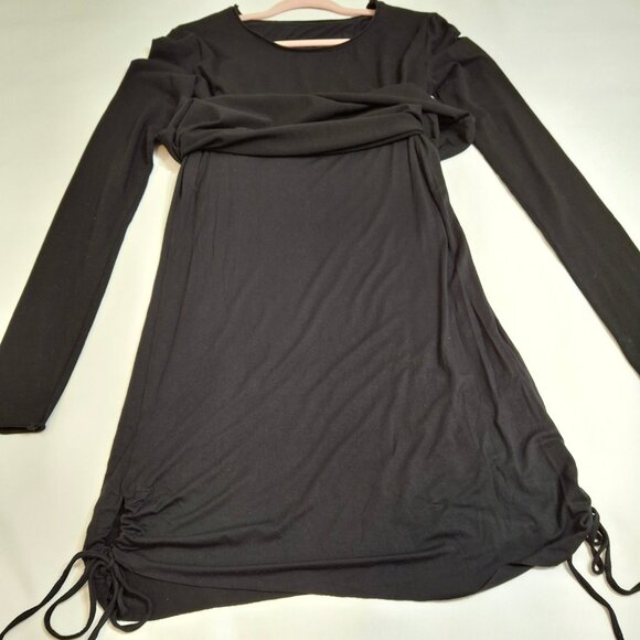 Lamps 2-Layer Bodycon Dress Size M Drawstring Side Ruching Long Sleeves Stretch - Picture 6 of 16